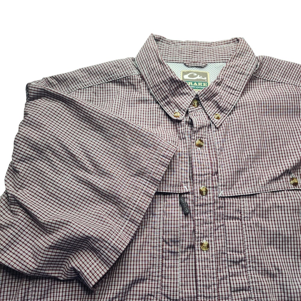 Drake Waterfowl Systems Mens Short Sleeve‎ Plaid Button Up Shirt XL